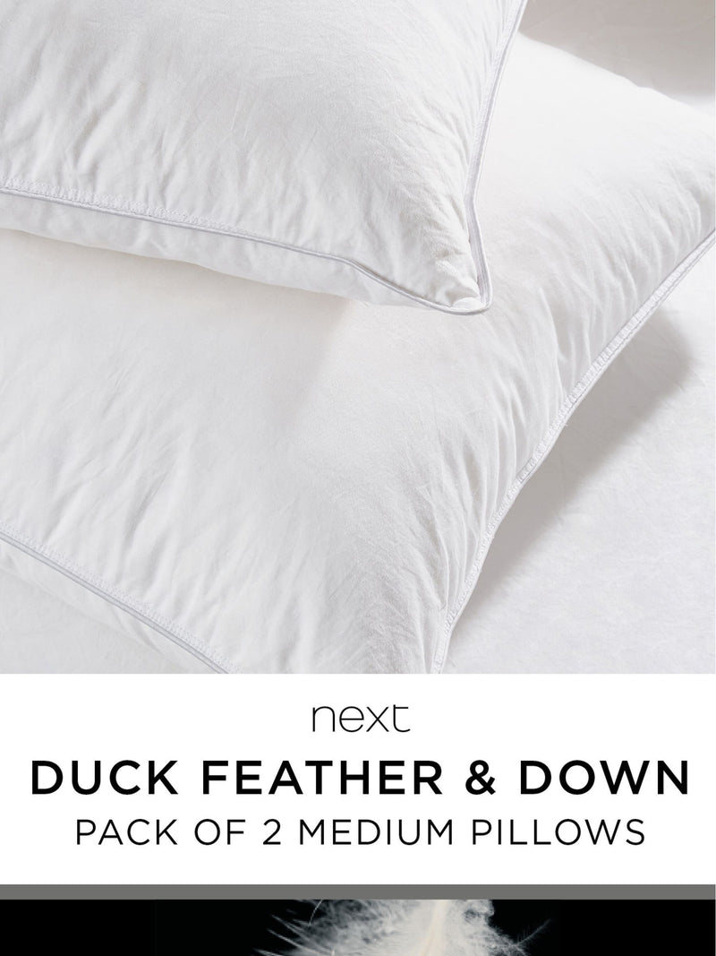 Medium duck feather pillows 50x75cm, imported from the UK