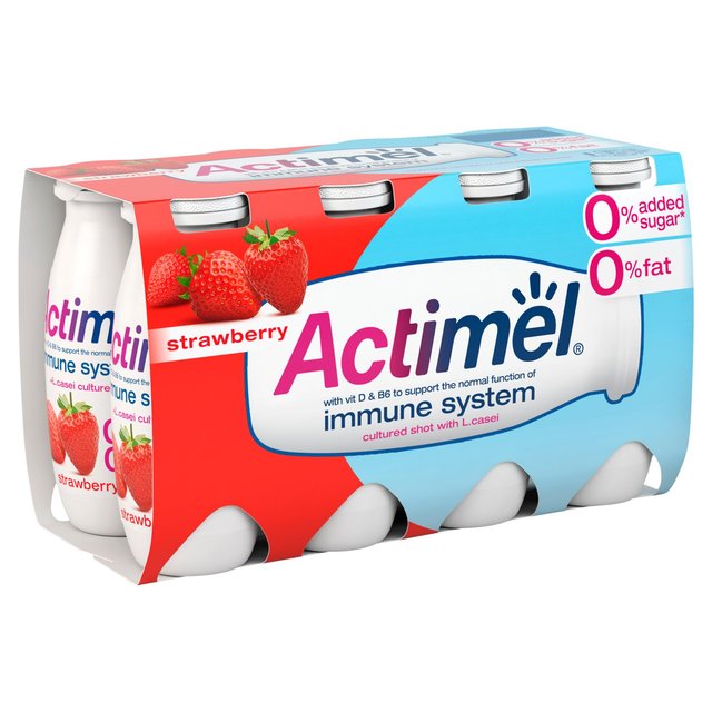 Actimel Strawberry 0% Added Sugar Fat Free Yoghurt Drink   8 x 100g GOODS M&S   