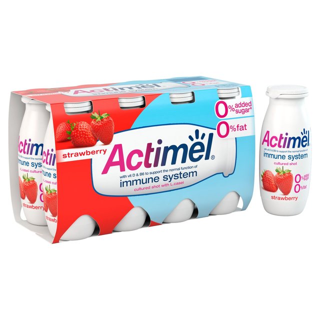 Actimel Strawberry 0% Added Sugar Fat Free Yoghurt Drink   8 x 100g GOODS M&S   