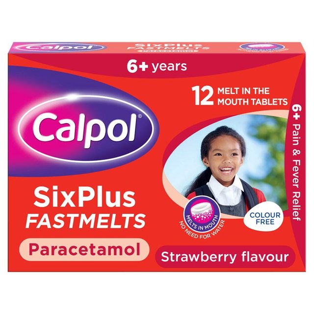 Calpol SixPlus Fastmelts Tablets Strawberry 6+ Years   12 per pack GOODS M&S   