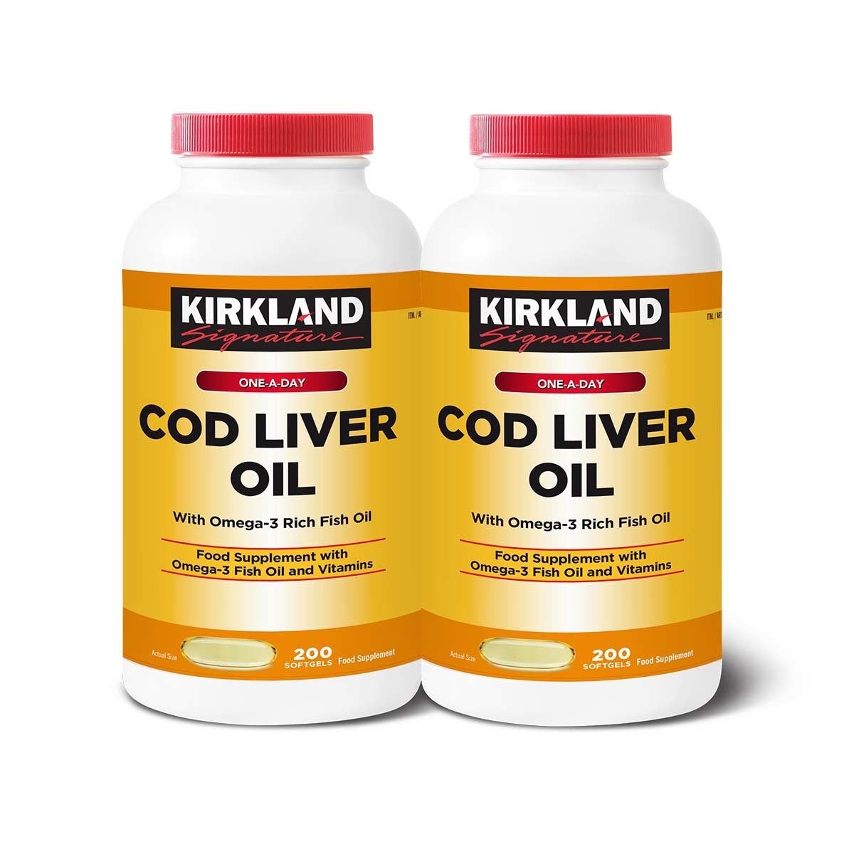 Kirkland cod liver oil omega-3 supplement 2x200 count, UK version