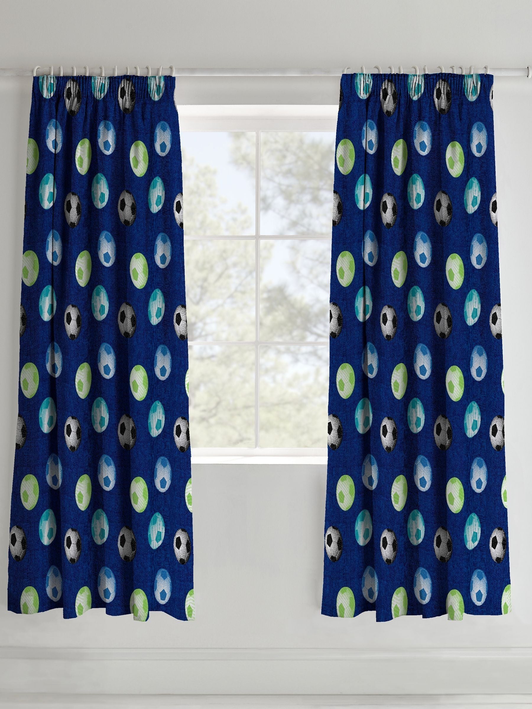 Catherine Lansfield football print curtains 167x182cm, imported from the UK