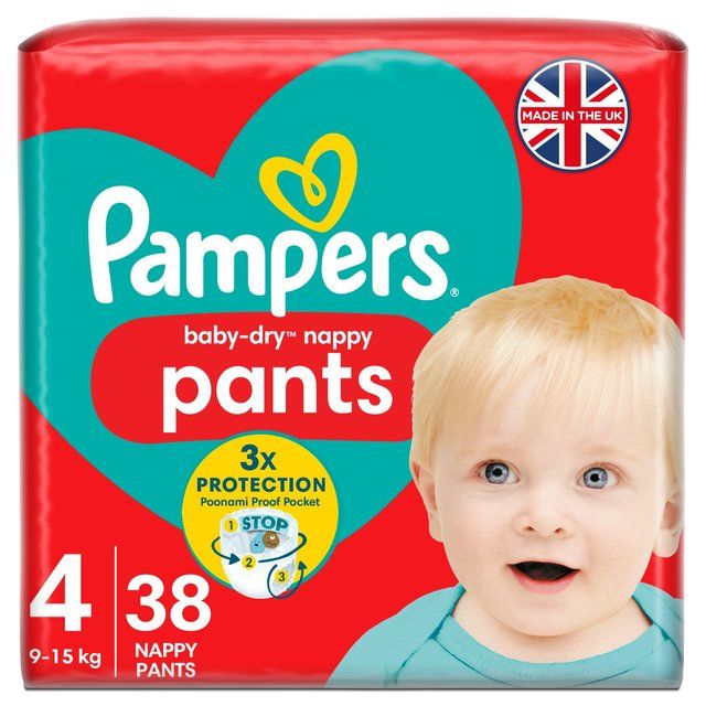 Pampers Baby-Dry Nappy Pants Size 4 (9-15kg) Essential Pack    38 per pack GOODS M&S   