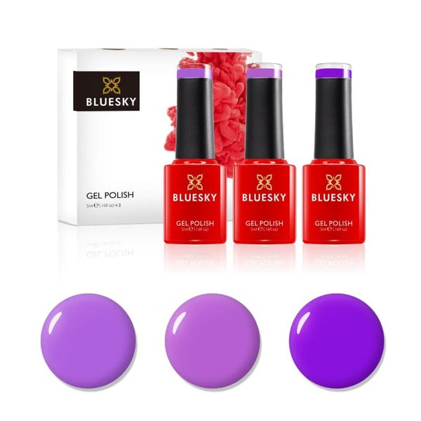 Bluesky gel polish mini trio Purple Pleasure 5ml, imported from the UK