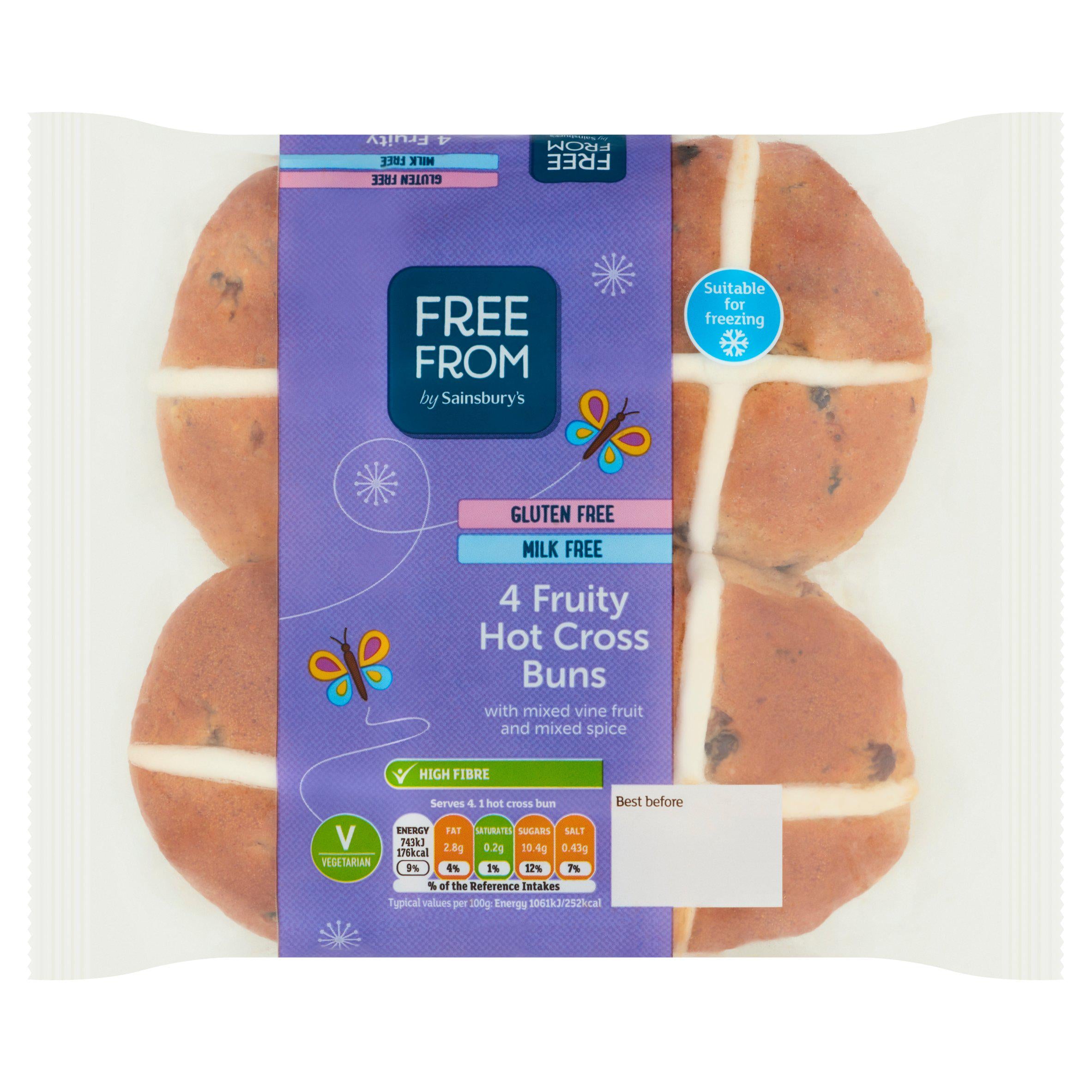 Sainsbury's Free From Fruity Hot Cross Buns x4 GOODS Sainsburys   