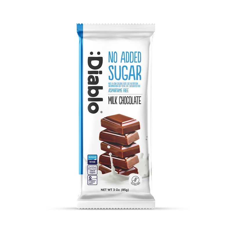 Diablo no added sugar milk chocolate bar 85g, imported from the UK