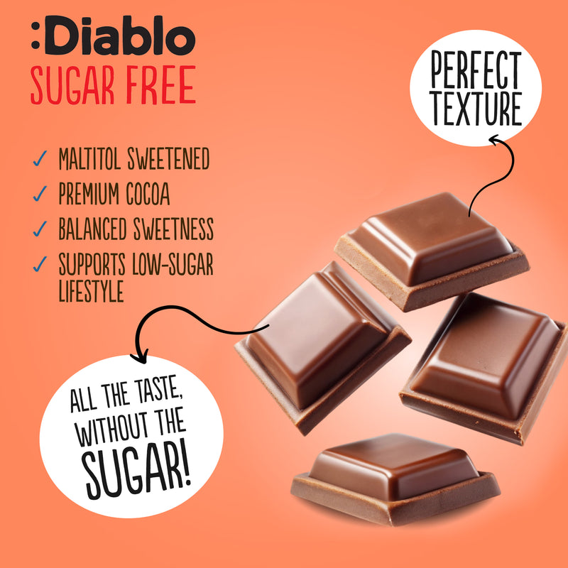 Diablo no added sugar milk chocolate bar 85g, imported from the UK