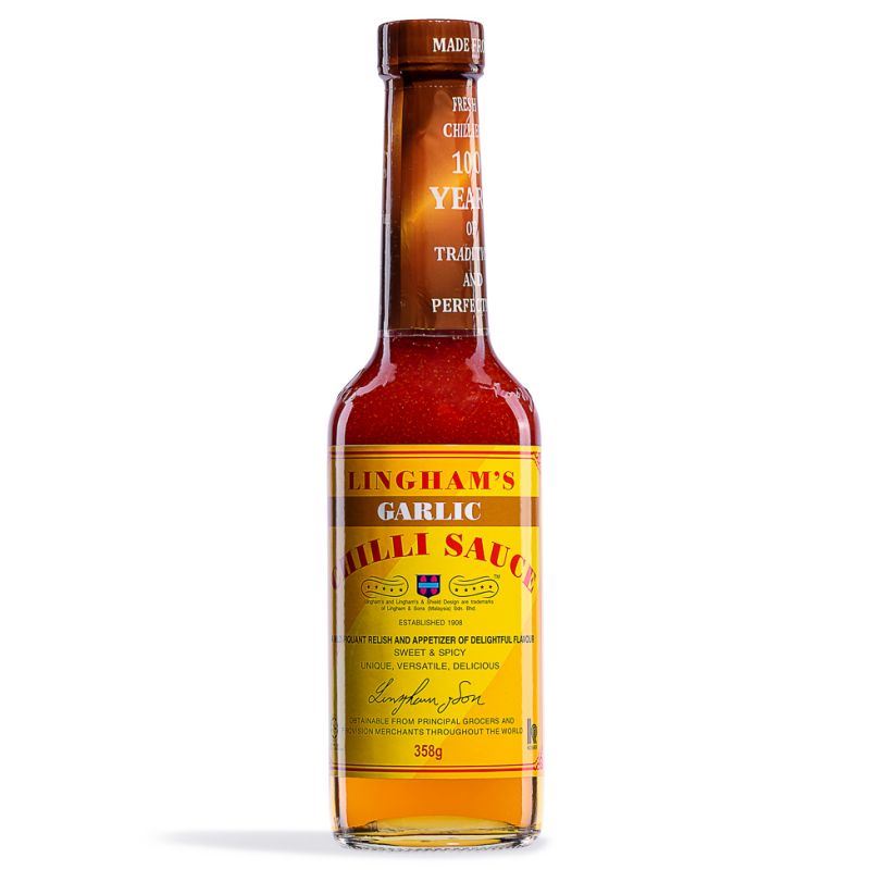 Lingham's garlic chilli sauce sweet and spicy, imported from the UK
