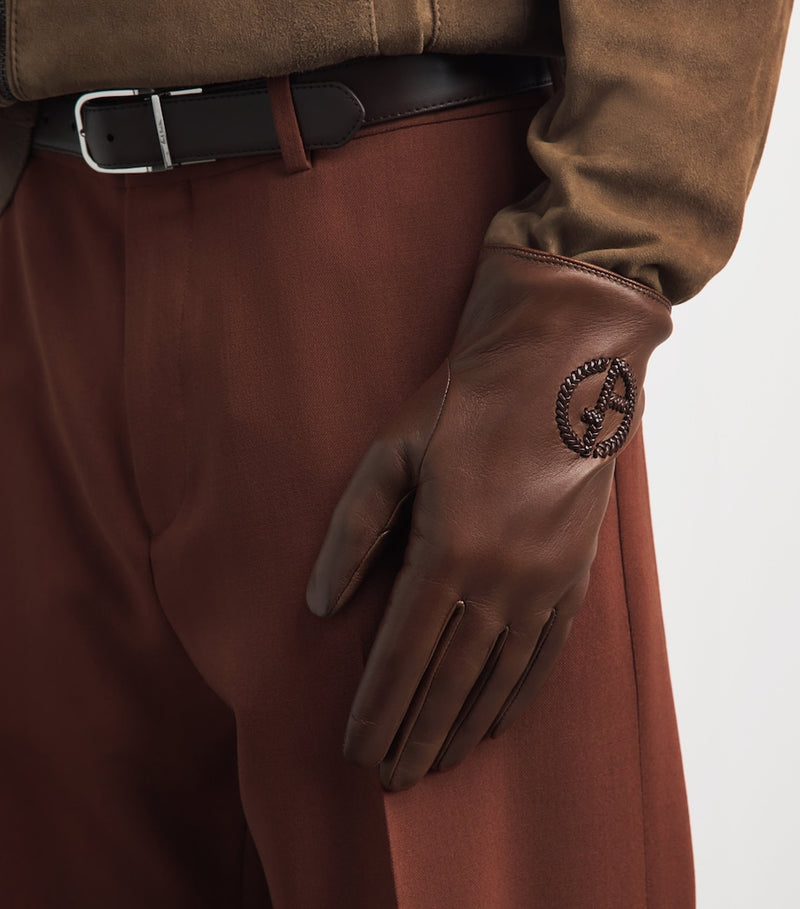 Giorgio Armani GA logo lambskin gloves with cashmere lining (British brand)