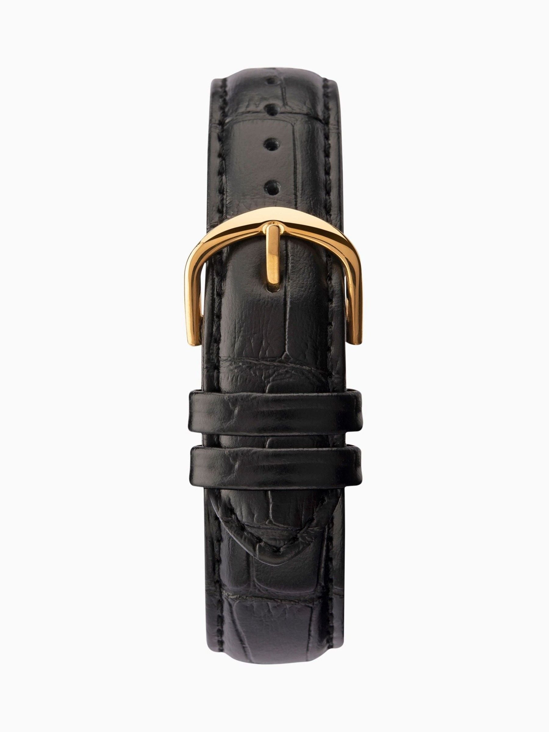Sekonda Black Gents Watch with gold-tone dial and black leather strap, UK version