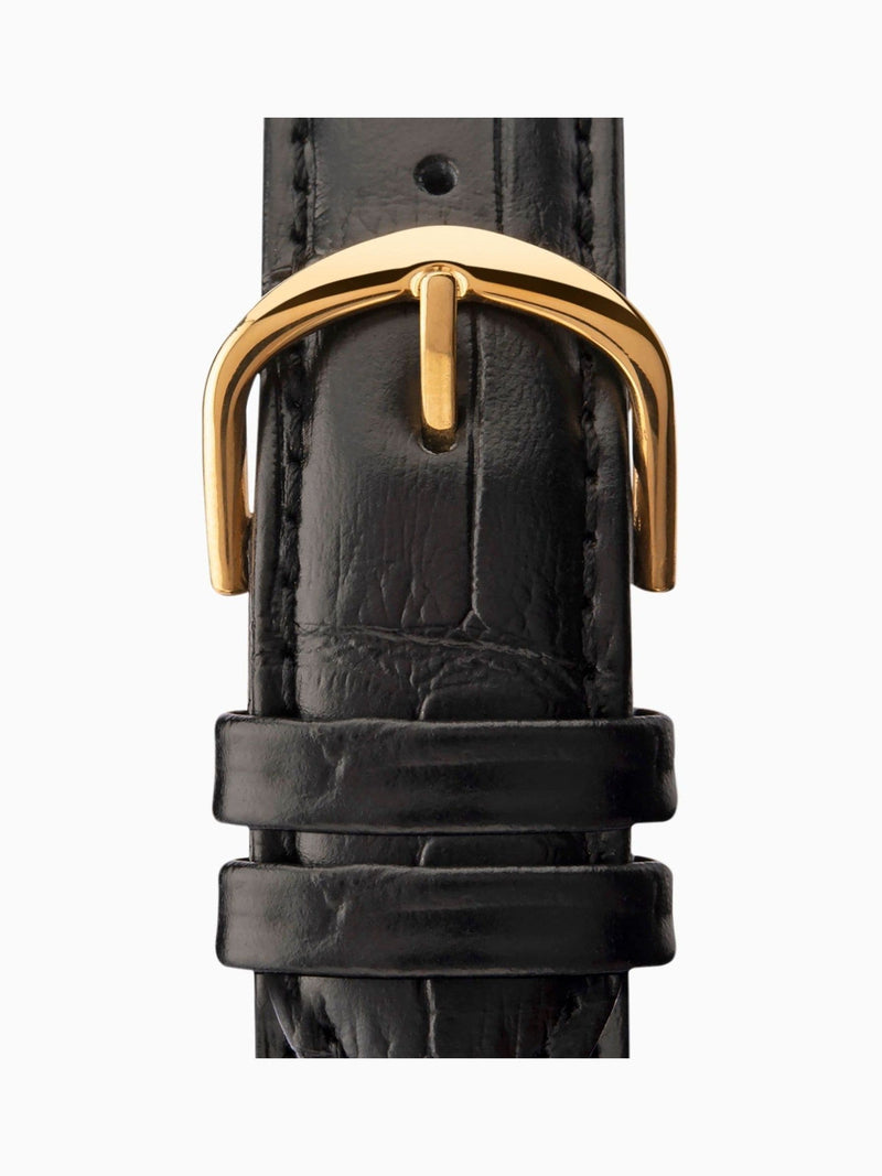 Sekonda Black Gents Watch with gold-tone dial and black leather strap, UK version