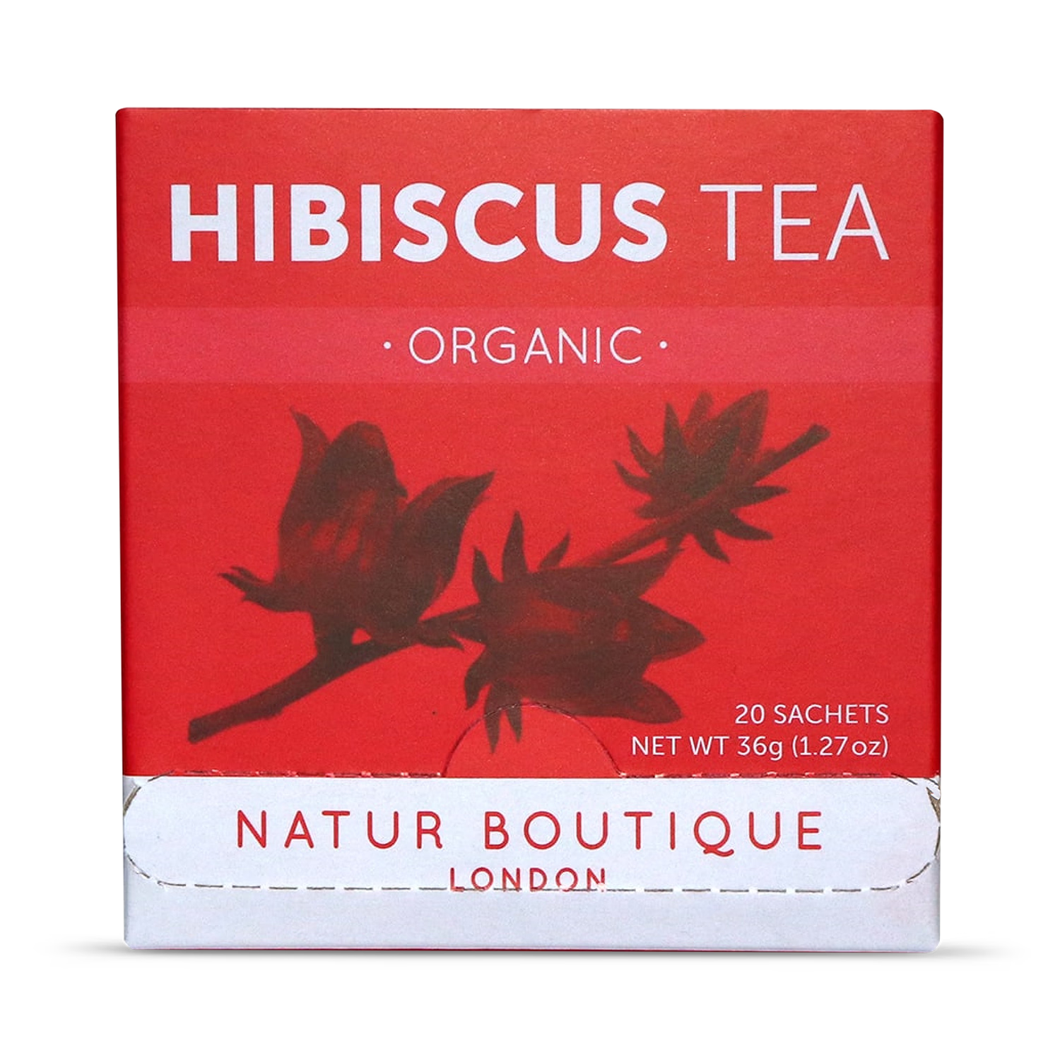 Natur Boutique Organic Hibiscus Tea 20 Sachets, imported from the UK