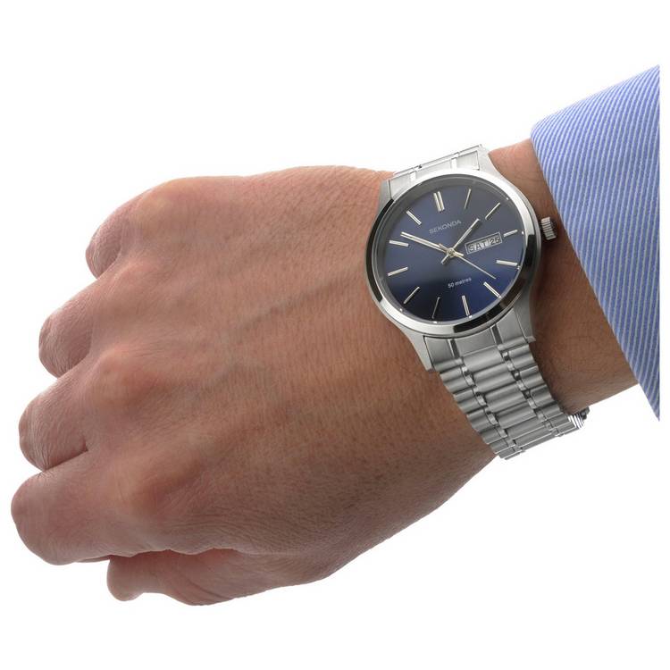 Sekonda men's blue dial stainless steel watch, imported from the UK