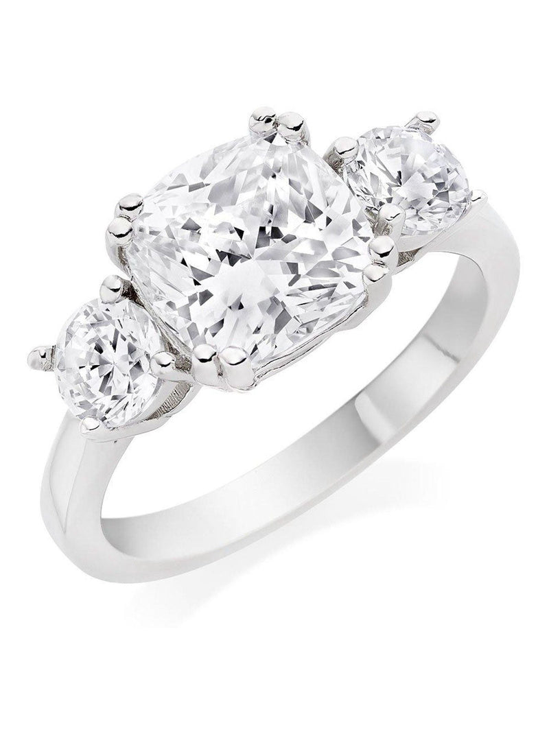 Beaverbrooks sterling silver cubic zirconia three stone ring 2.5mm - British product