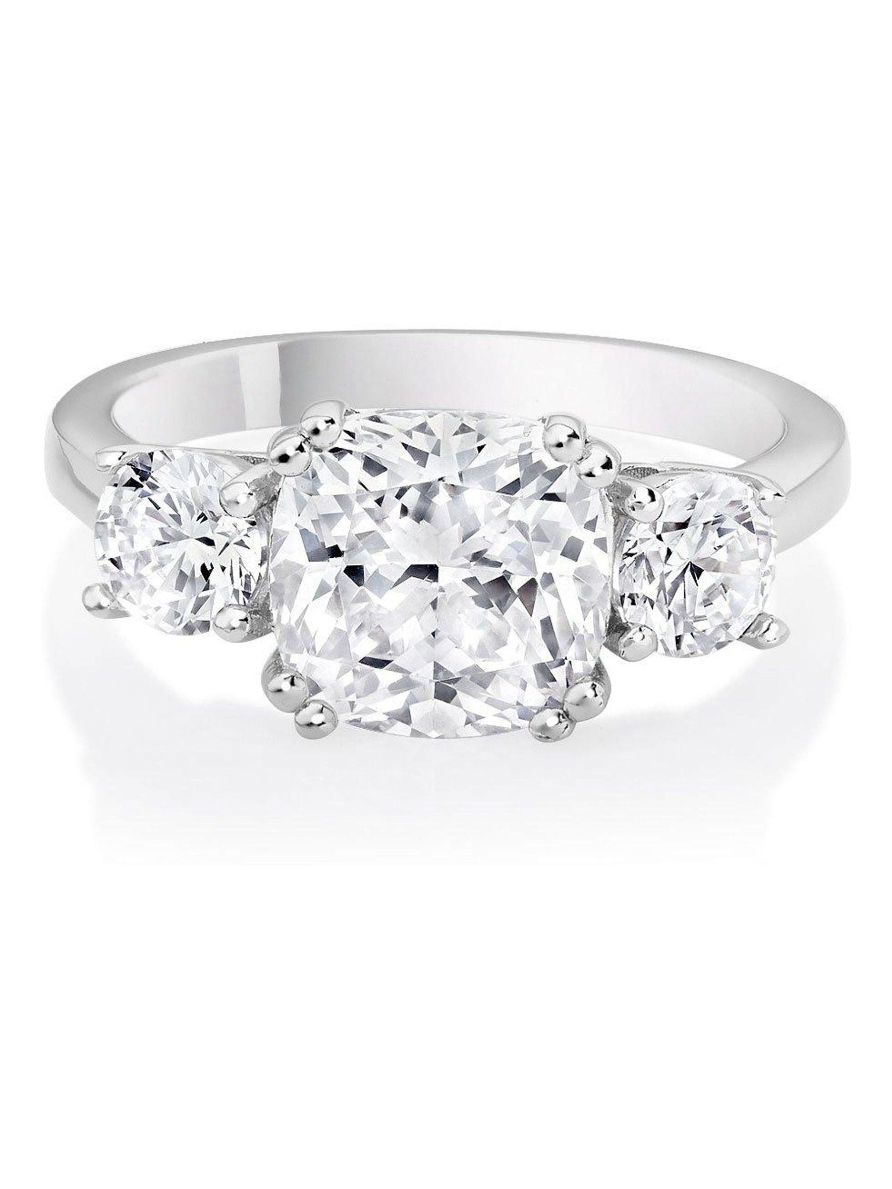Beaverbrooks sterling silver cubic zirconia three stone ring 2.5mm - British product