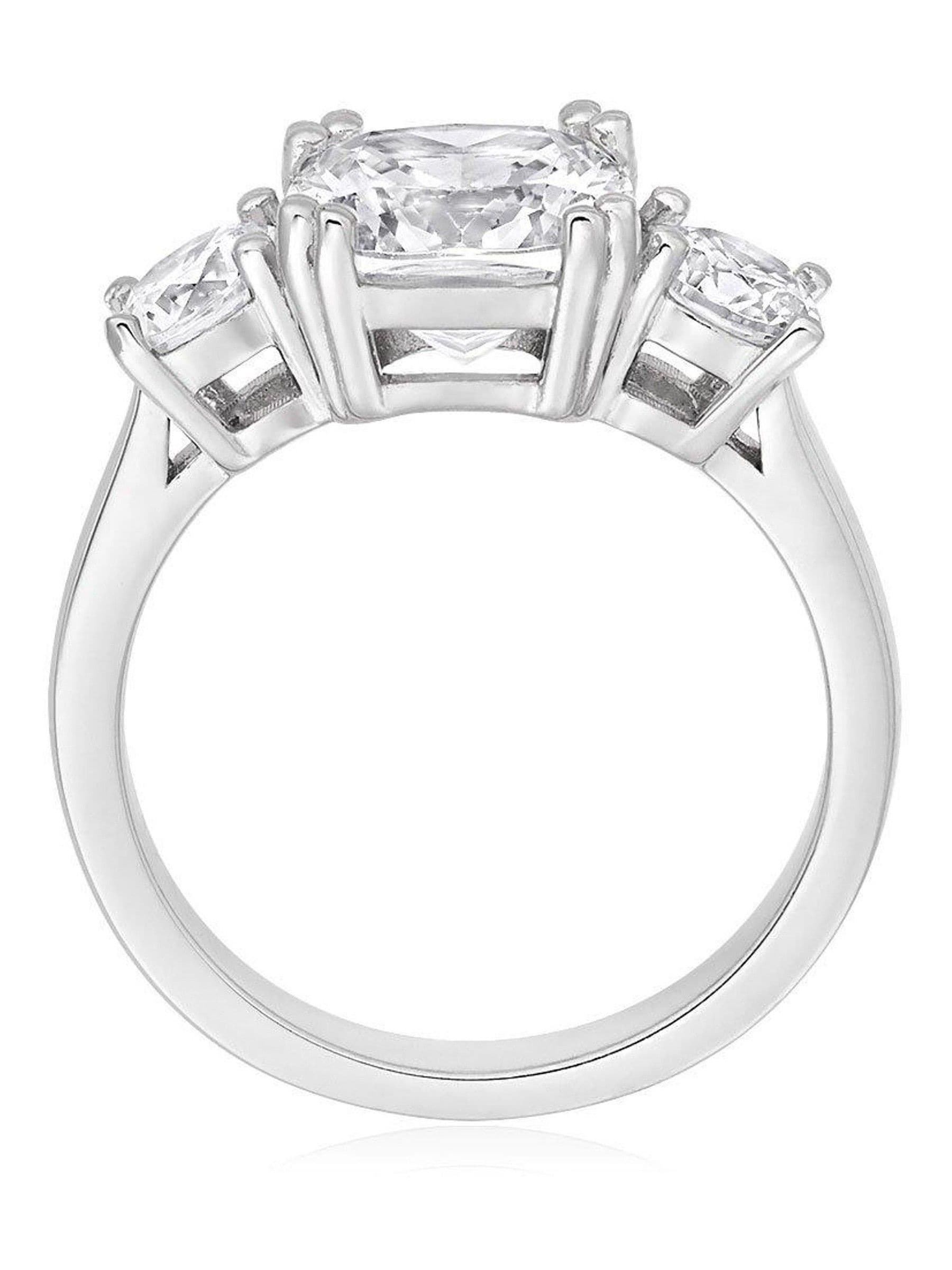 Beaverbrooks sterling silver cubic zirconia three stone ring 2.5mm - British product