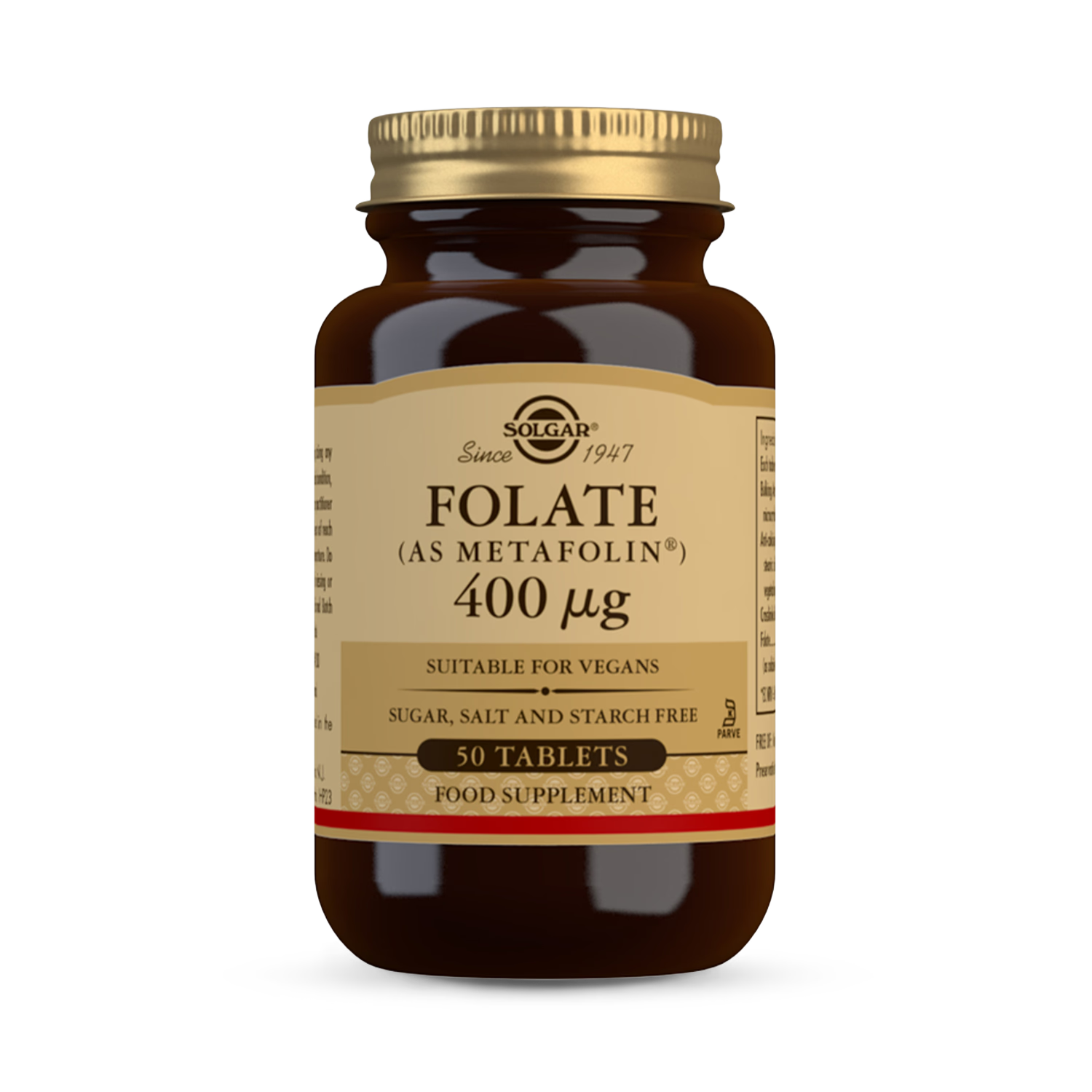 Solgar Folate 400µg Metafolin supplement 50 tablets (British brand)