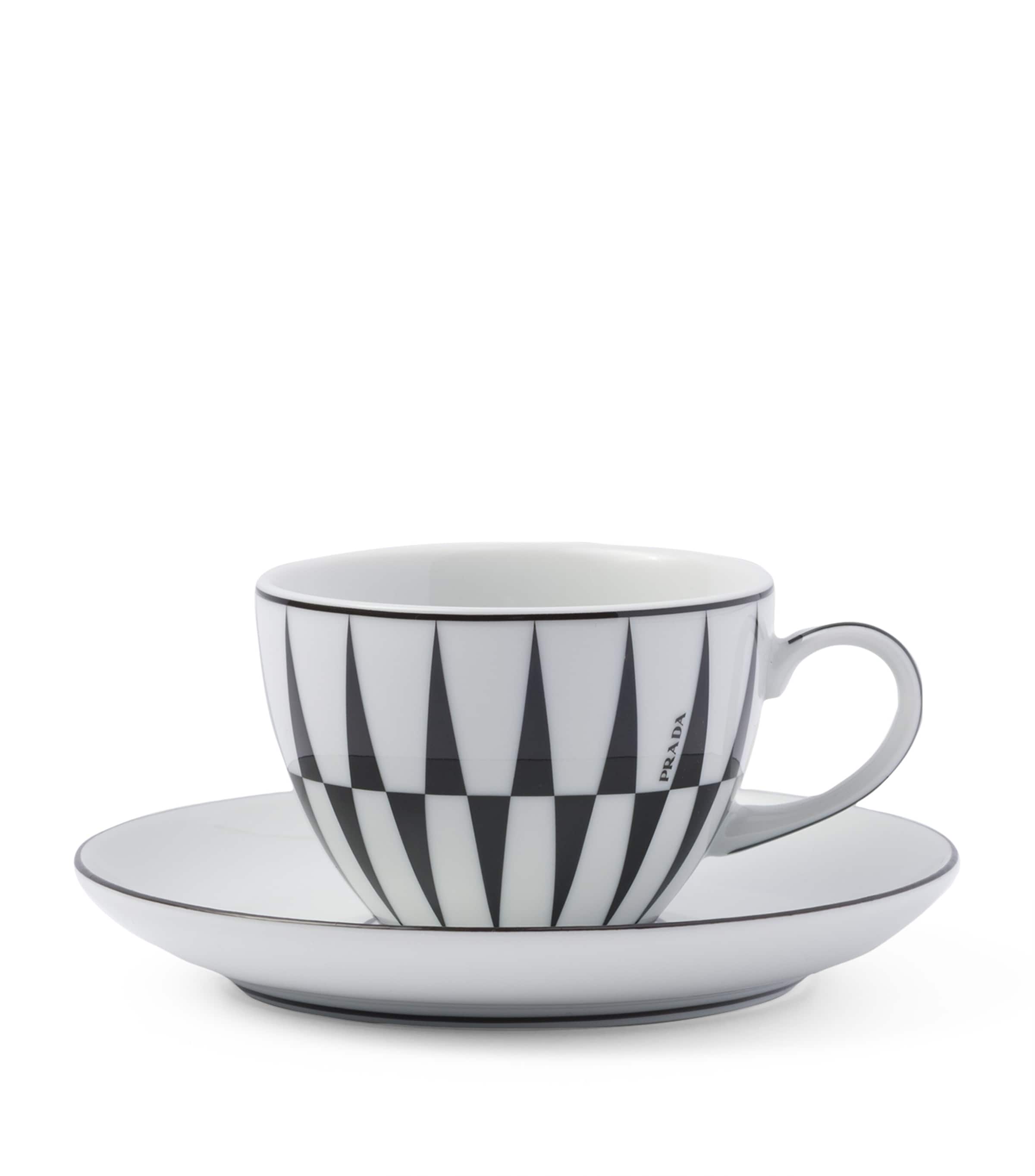 Prada Stripes coffee cup and saucer set, imported from the UK, 4 pieces