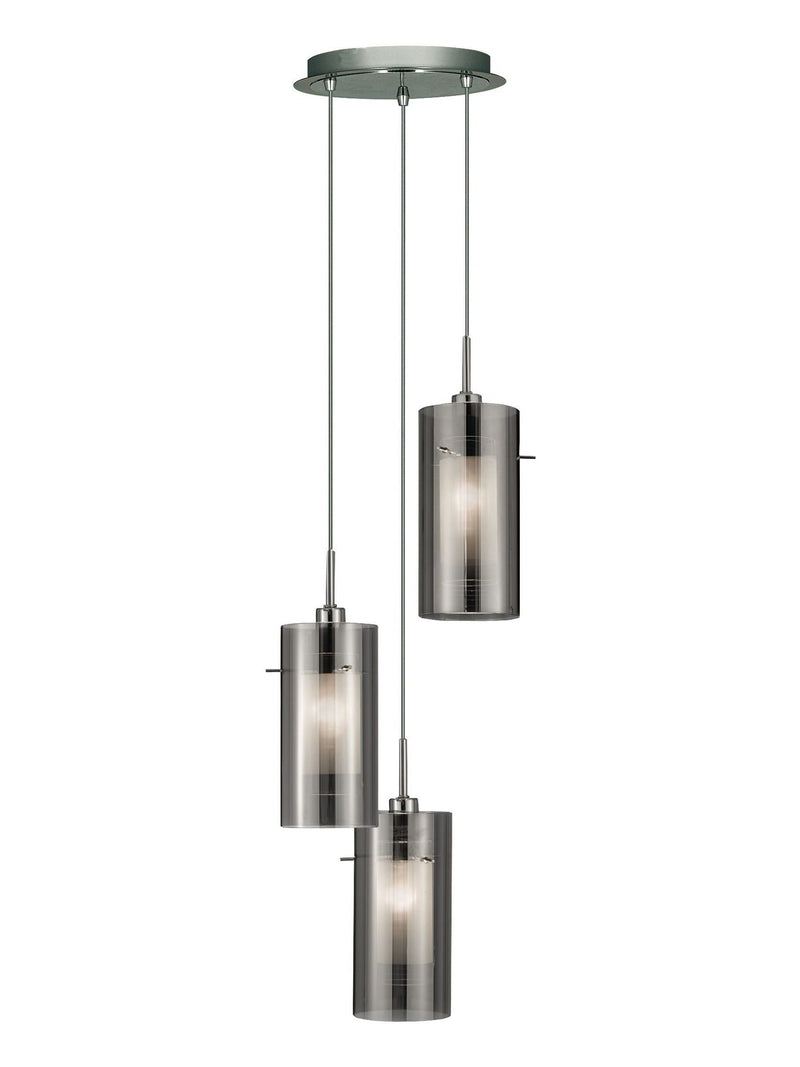 Searchlight smoked glass 3-light pendant light, imported from the UK