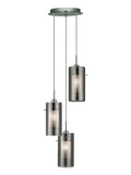 Searchlight smoked glass 3-light pendant light, imported from the UK