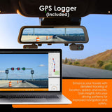 Rexing M4 4-channel mirror dash cam with 12-inch touch screen, imported from the UK