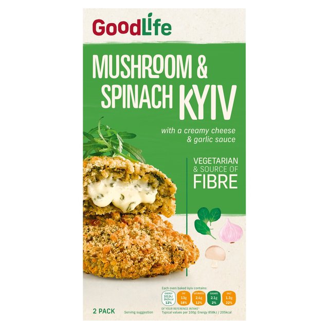 Goodlife Mushroom & Spinach Kiev Frozen   250g GOODS M&S   