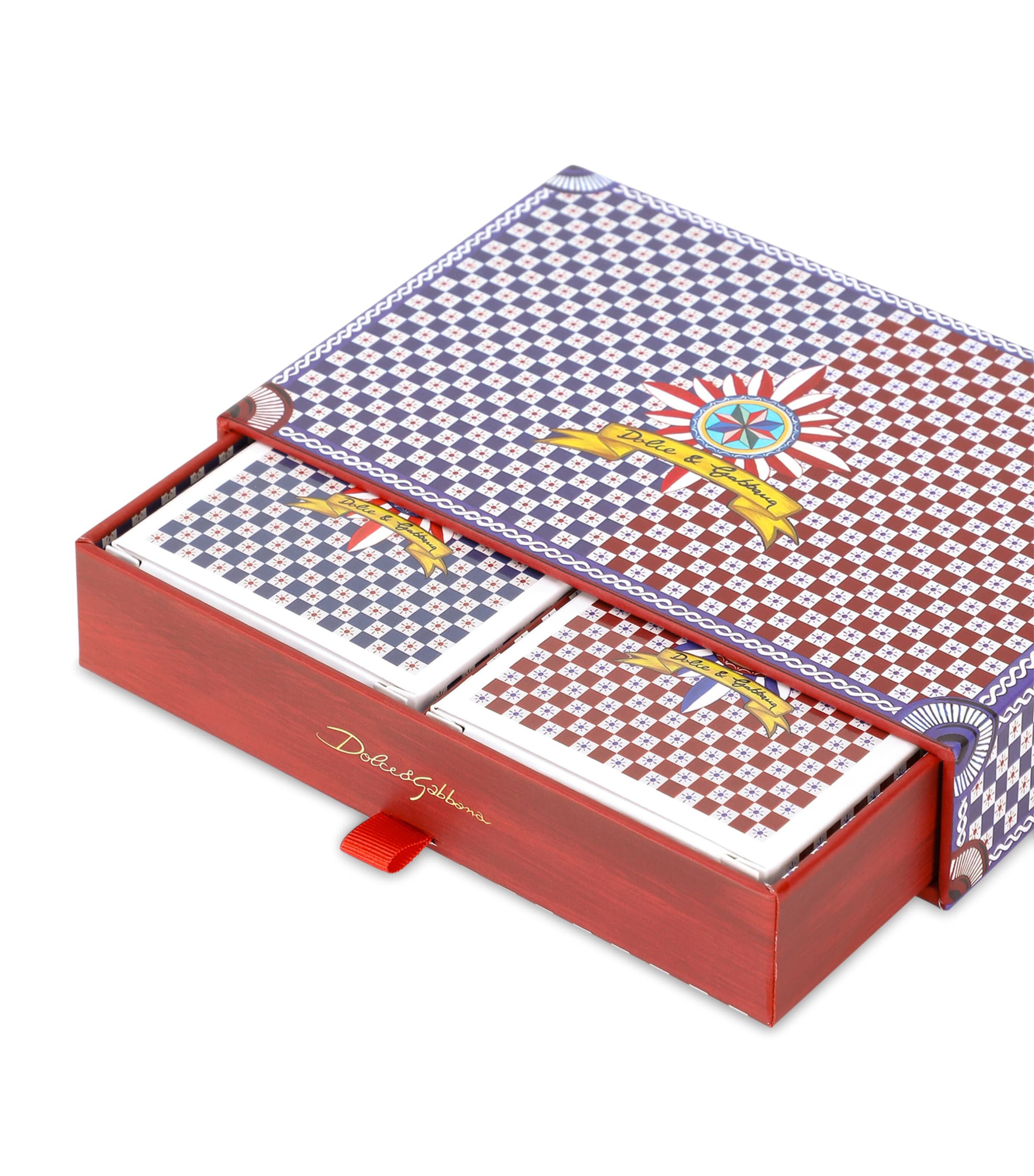 Dolce&Gabbana playing card set with Carretto design and storage box, 2-pack - British product