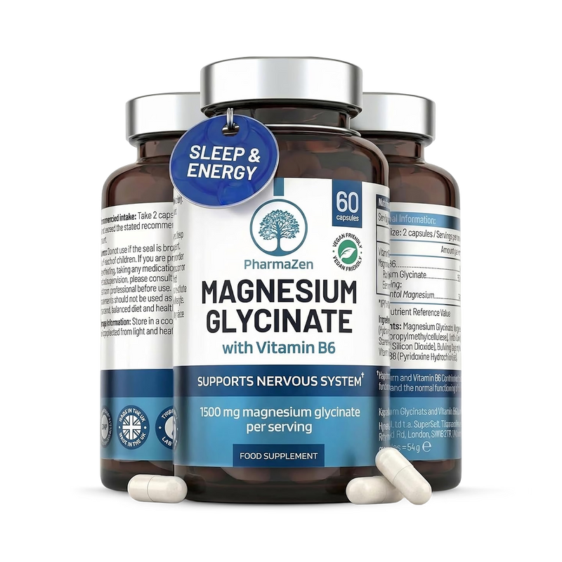 PharmaZen Magnesium Glycinate with Vitamin B6 60 capsules (British brand)