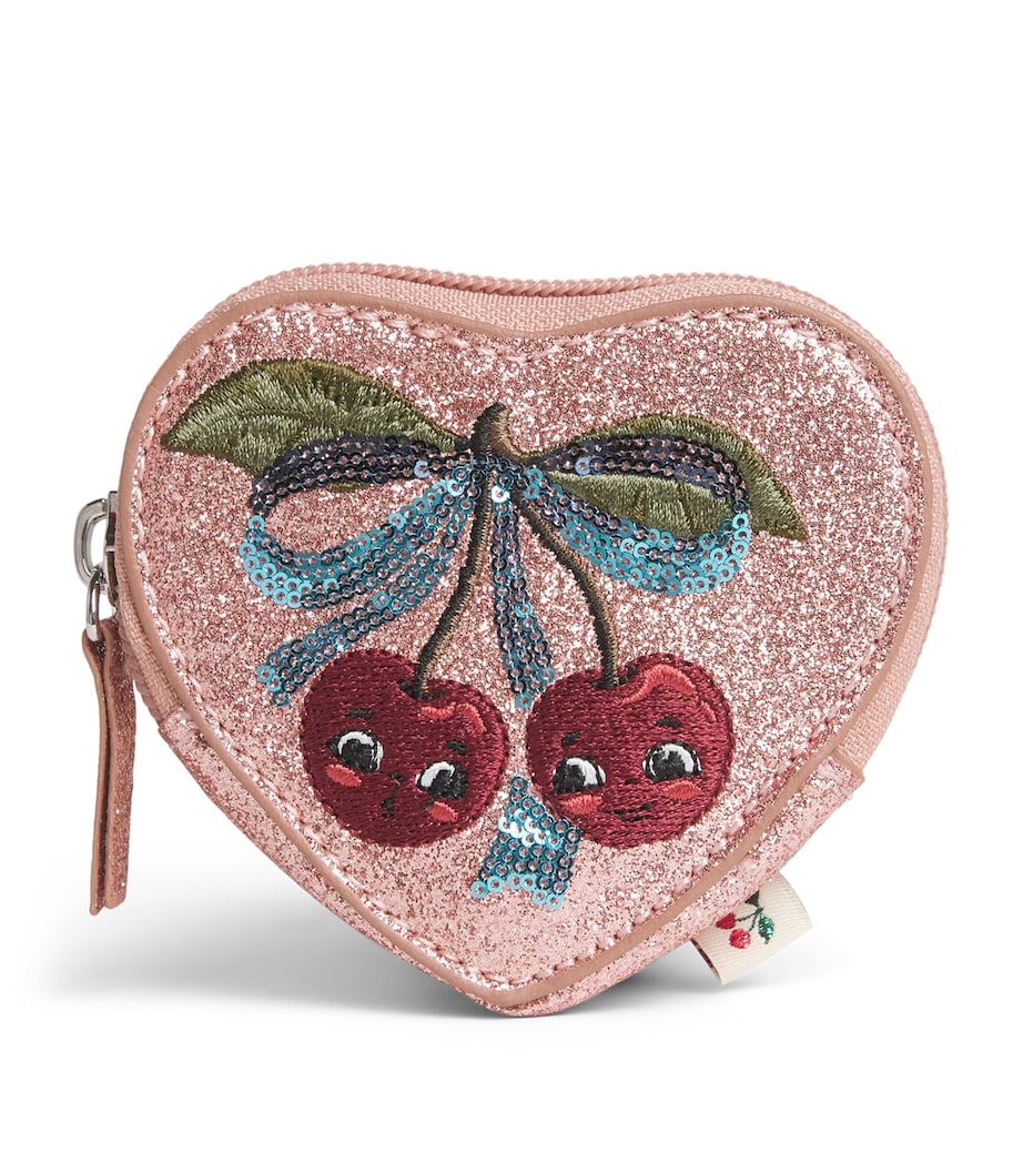 Konges Sløjd sequinned tut wallet heart shape cherries - British product