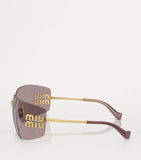 Miu Miu gold brown metal frame sunglasses MU 54YS, imported from the UK