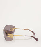 Miu Miu gold brown metal frame sunglasses MU 54YS, imported from the UK