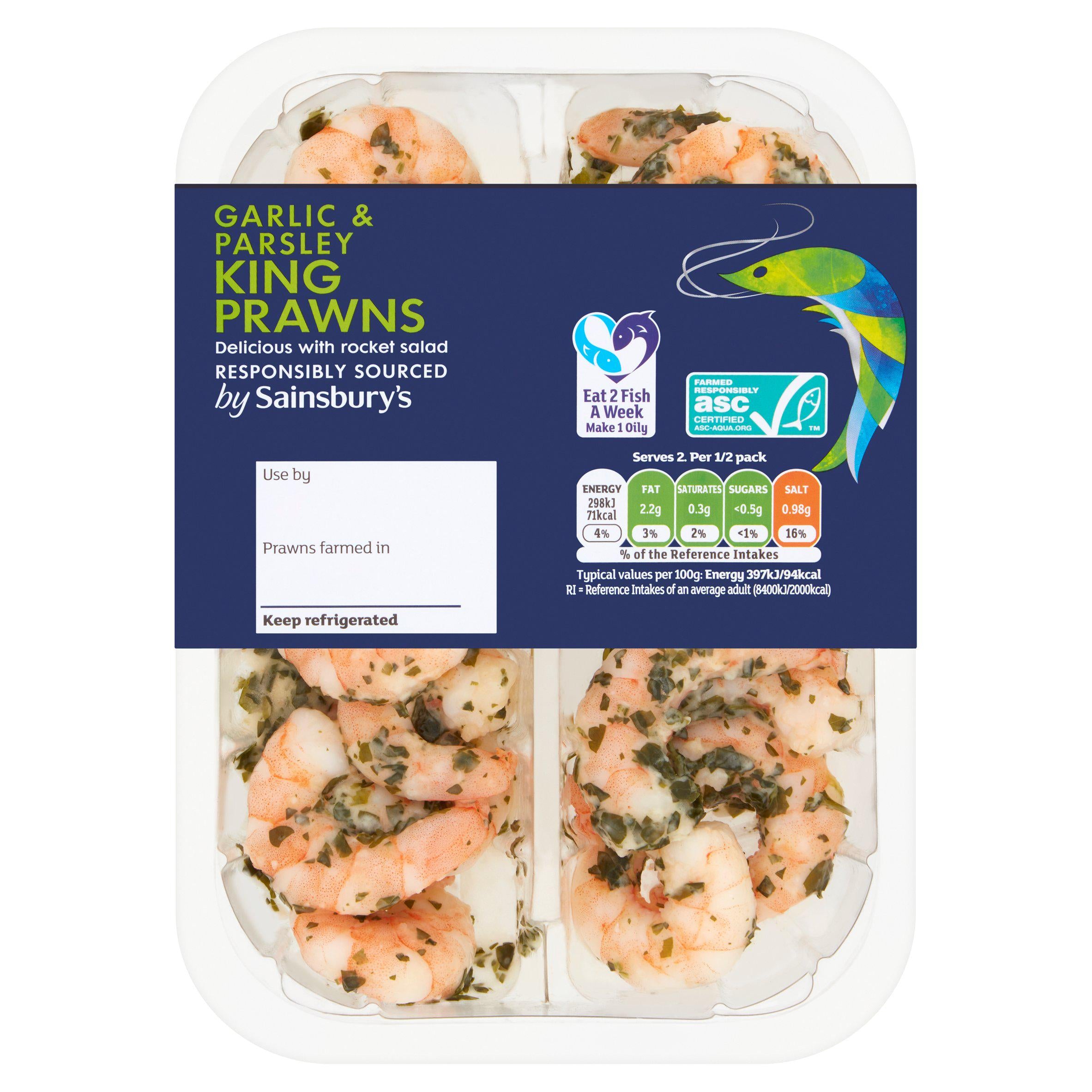 Sainsbury's King Prawns ASC in Garlic & Parsley ASC 150g GOODS Sainsburys   