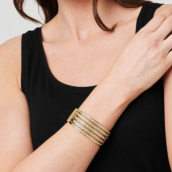 Izabel London diamante multi-row metallic bracelet, imported from the UK