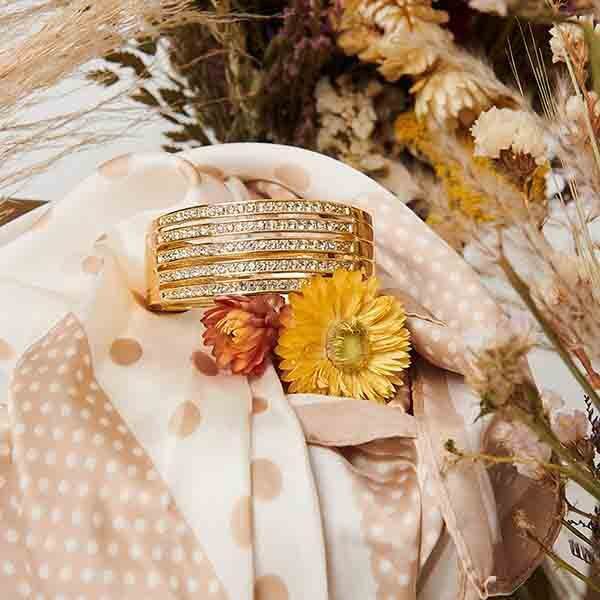 Izabel London diamante multi-row metallic bracelet, imported from the UK