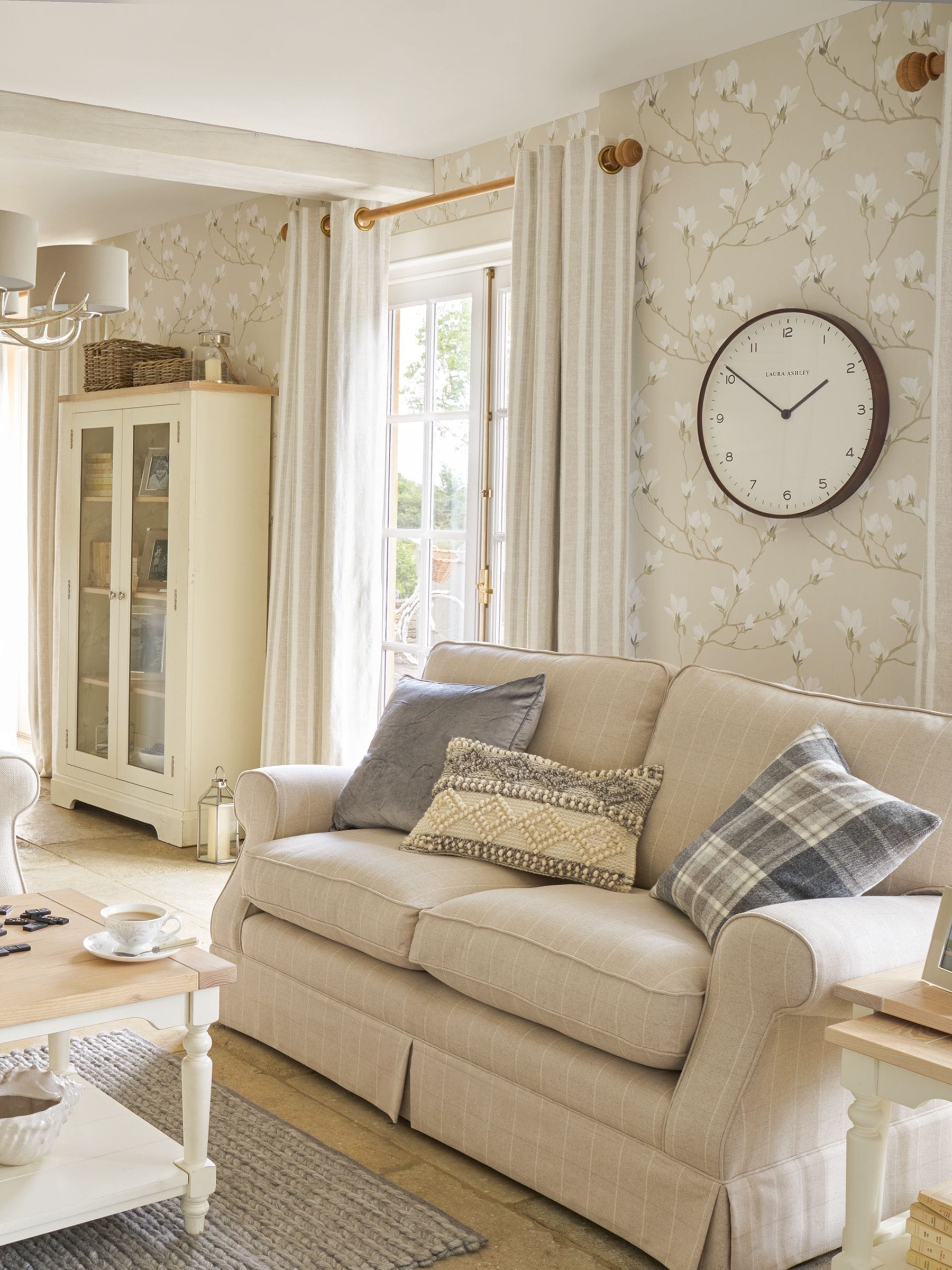 Laura Ashley Slate Magnolia Grove A4 Wallpaper Sample