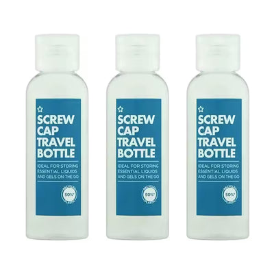 Superdrug Superdrug Screw Cap Travel Bottle 100ml x3 Bundle Travel Container- Buy online at McGrocer