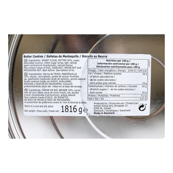 Kelsen Danish butter cookies 1.8kg, UK version