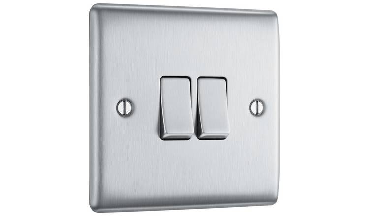 BG 2 gang 2 way switch brushed stainless steel, imported from the UK