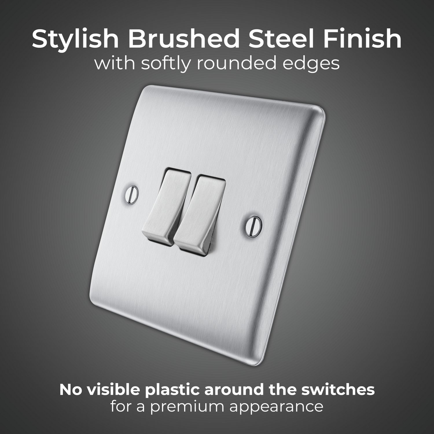 BG 2 gang 2 way switch brushed stainless steel, imported from the UK