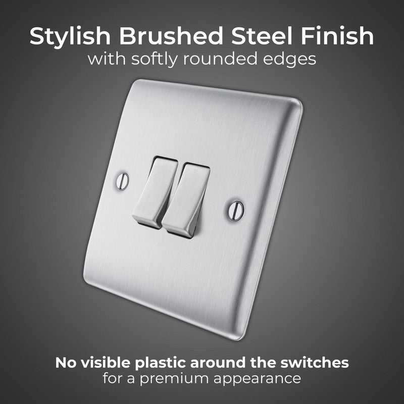 BG 2 gang 2 way switch brushed stainless steel, imported from the UK