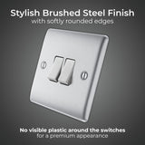 BG 2 gang 2 way switch brushed stainless steel, imported from the UK