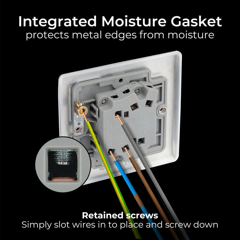 BG 2 gang 2 way switch brushed stainless steel, imported from the UK