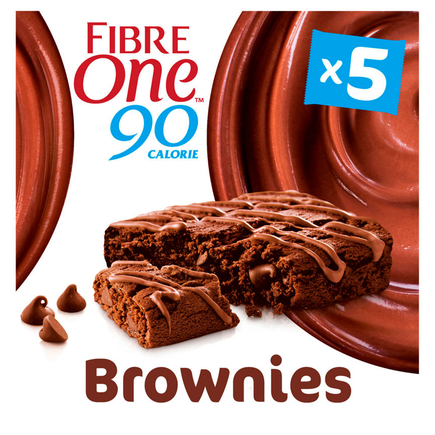 Fibre One 90 Calorie Chocolate Fudge Brownie Squares 5 Pack Biscuits, Crackers & Bread ASDA   