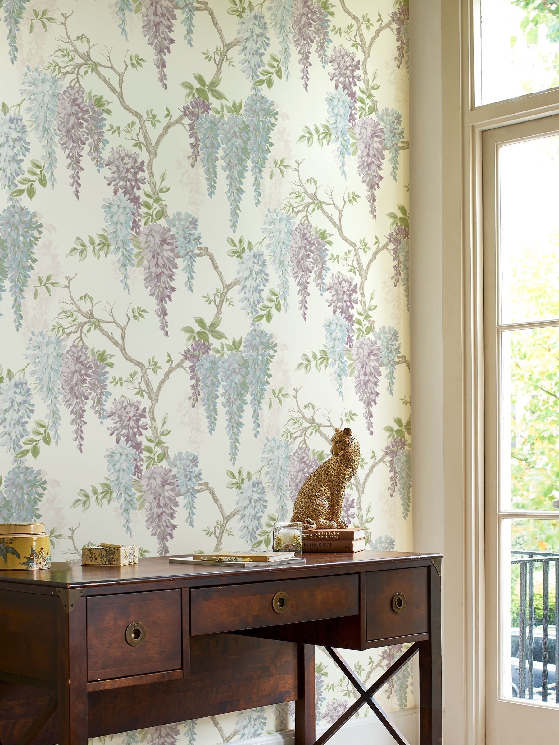 Laura Ashley Wisteria wallpaper sample purple A4 - British product