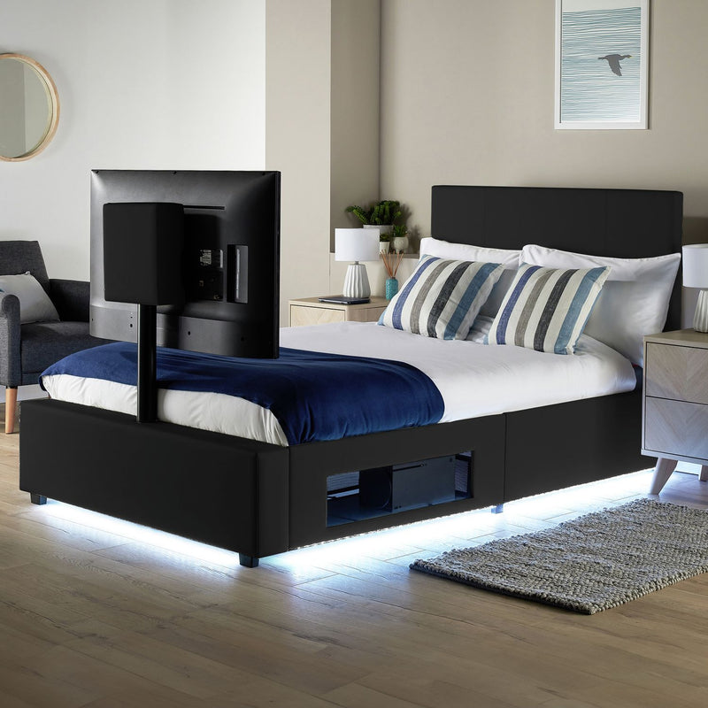 XR Living Ava Small Double TV LED Bed Frame in White