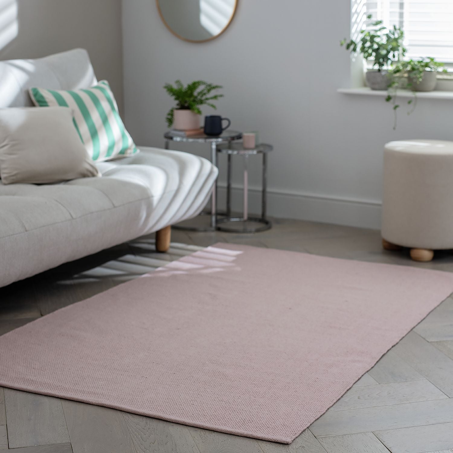 Argos Home pink cotton flatweave rug 60x90cm, imported from the UK