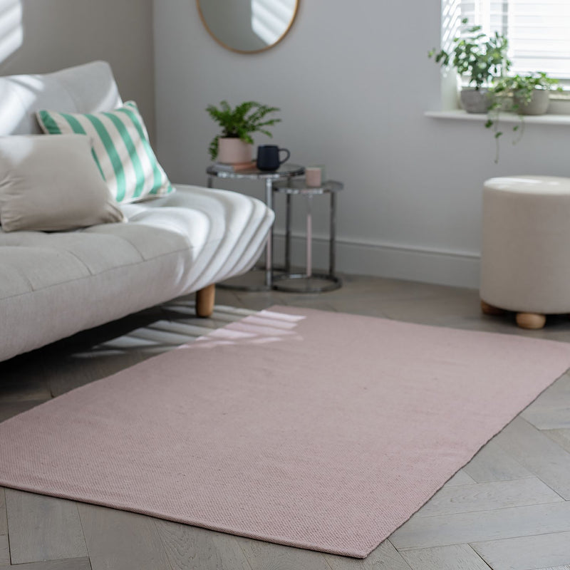 Argos Home pink cotton flatweave rug 60x90cm, imported from the UK