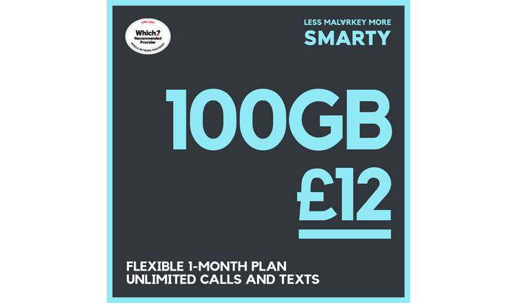 SMARTY 100GB SIM card, imported from the UK