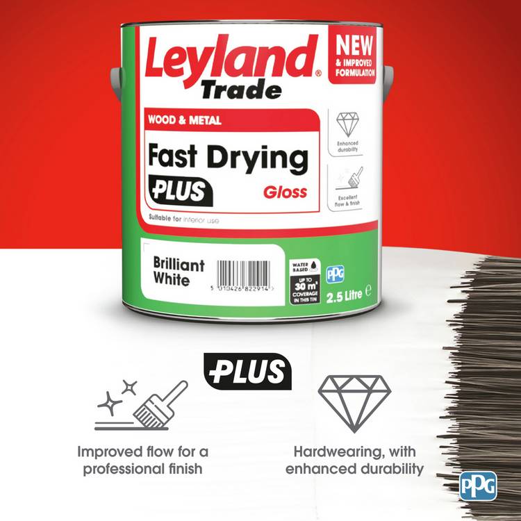 Leyland Fast Dry Plus Gloss Brilliant White 2.5L (British brand)