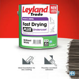 Leyland Fast Dry Plus Undercoat Brilliant White 2.5L, imported from the UK